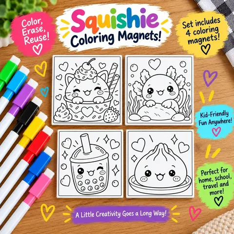 Dry Erase Coloring Magnet Set